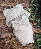 Детский демисезонный конверт на выписку с ушками, конверт-одеяло, нарядный конверт на выписку (ВЕСНА/ ОСЕНЬ)