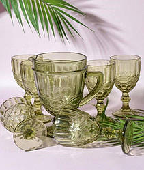 Комплект кувшин и бокалы DS Vintage green 7 предметов