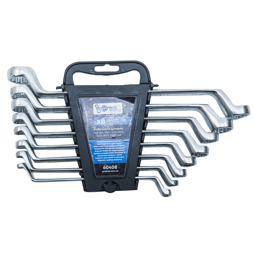 Набір накидних ключів 8 шт пластиковий холдер 6-22 мм Cr-V Profline 60408
