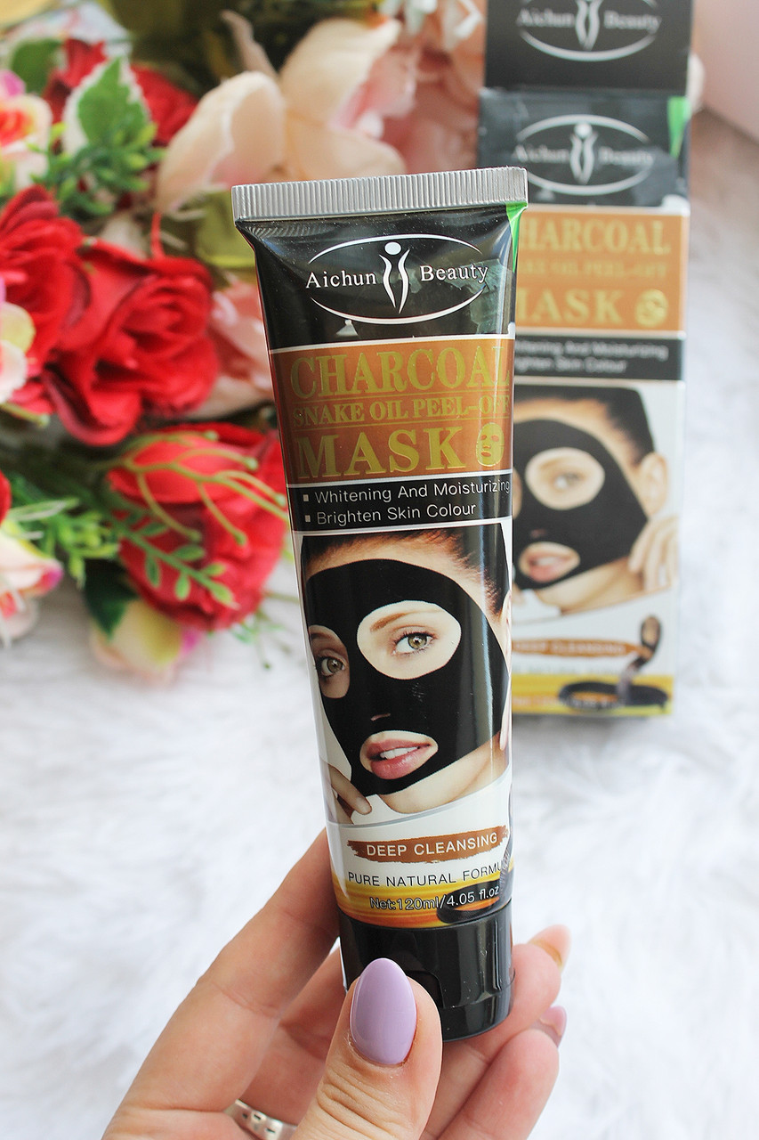 Маска-плівка для обличчя Aichun Beauty Charcoal Snake Oil чорна очисна 120 мл