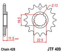 Зірка передня SKYBIKE MATADOR, SKYBIKE LIGER, SUZUKI DR 125,JTF409.15,