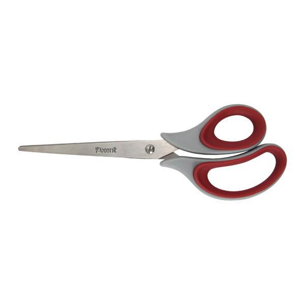 Ножиці Axent Duoton Soft 6102-06-A, 21 см, прогумовані ручки, сіро-червоні (5789)