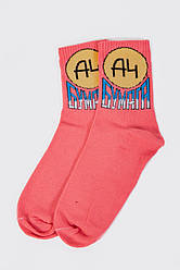 Жіночі шкарпетки середньої довжини корралового кольору з принтом 151R106