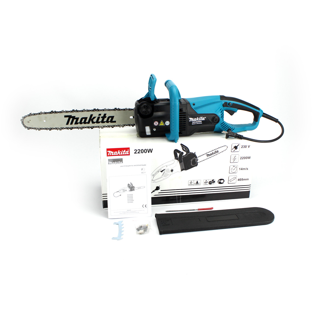 Електрична ланцюгова пилка Makita UC4540A (шина 40 см, 2.2 кВт) з безключовою натяжкою ланцюга. Електропила макіта