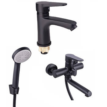 Змішувач для ванни та умивальника Lidz (BLA) 084 чорний матовий з душем