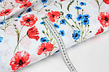 Муслін клітина "Маки та волошки" на білому тлі 160см № 3-1287, фото 4