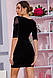 Приталене чорне плаття, з мереживом на рукавах, 167R800, фото 4