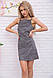 Мінісукня на бретелях, чорно-сріблястого кольору, 115R0464, фото 2