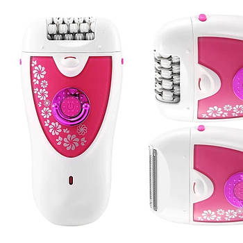 Електроепілятор для ніг з 2 насадками, VGR V-722 / Машинки для епіляції / Епілятор акумуляторний