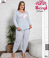 Женская трикотажная пижама «Sevgi» серого цвета (2XL-4XL)