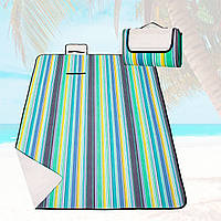 Коврик для пляжа с непромокаемой подкладкой 180x145 см Полосатый плед для пикника | подстилка на море (TS)