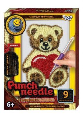 Ковровая вышивка "Punch needle: Мишка с сердечком" PN-01-05 - фото 1 - id-p1639726541