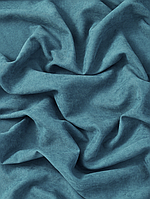 Шторная однотонная ткань микровелюр на метраж, цвет синий, высота 3 м (Petek-354)