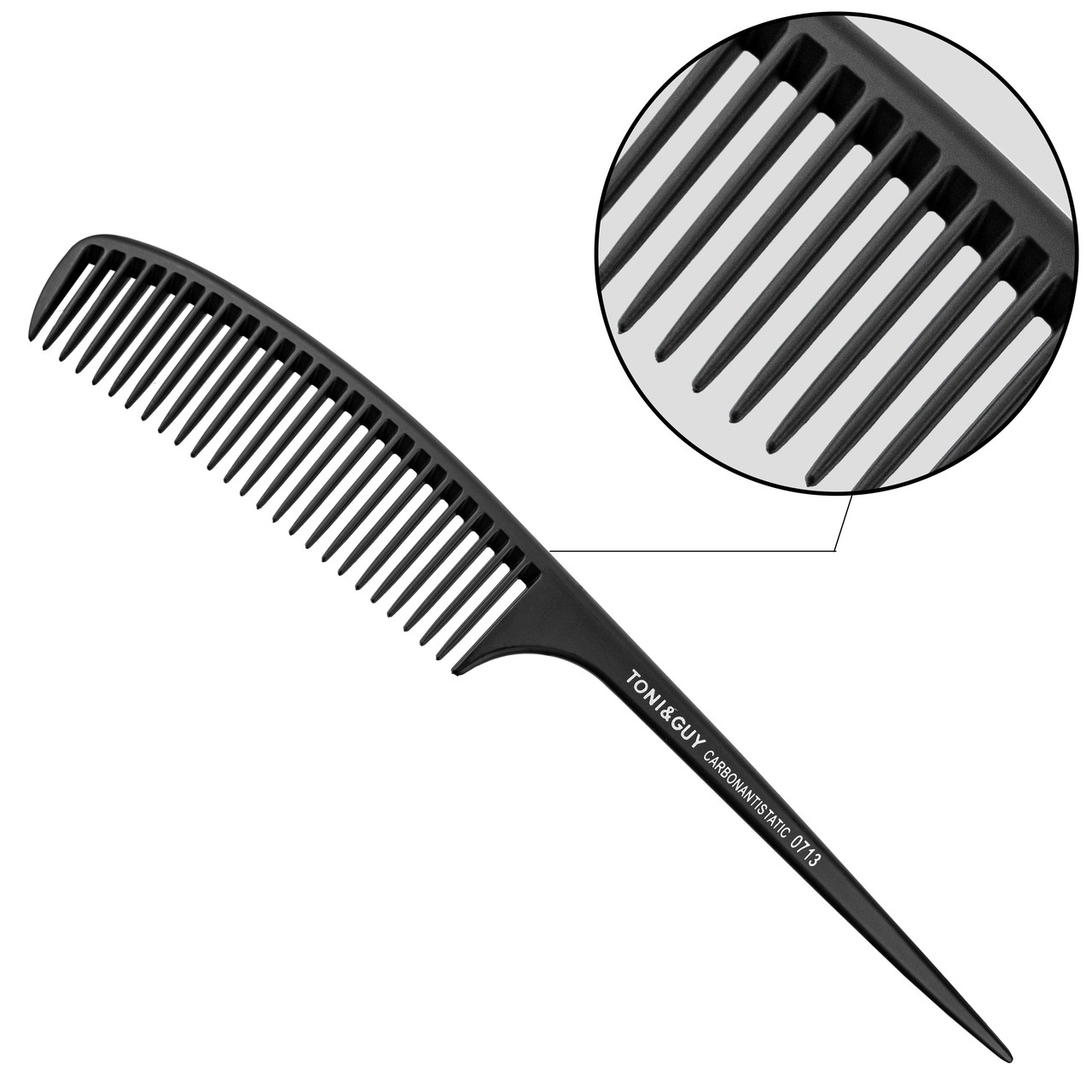 Гребінь для волосся з ручкою T&G 0713 чорний, фото 1