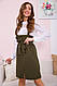 Сарафан вільного крою, кольору хакі, 119R313, фото 5
