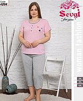 Женский домашний костюм «Sevgi» футболка с капри (2XL-4XL)