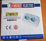 Розетка електрична подвійна накладна EVA біла з заземленням Horoz арт.112.004.0002, фото 2