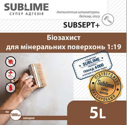 Біозахист мінеральних поверхонь SUBSEPT + ( концентрат 1:19 ) 5 л, фото 2