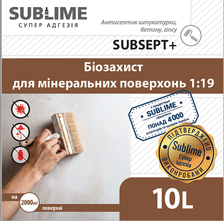 Біозахист мінеральних поверхонь SUBSEPT + ( концентрат 1:19 ) 10 л, фото 2
