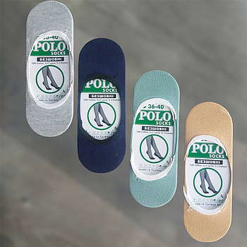 Підслідники жіночі бавовна безшовні Polo Socks, розмір 36-40, асорті, 02554