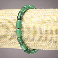 Браслет на гумці з натурального каменю Хризопраз гладкий циліндр d-10х6мм+- купити біжутерію дешево оптом в інтернеті