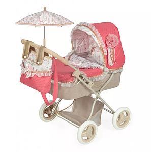 DeCuevas Коляска люлька для ляльок серія Мартіна з рюкзаком (ручка 60 см) Рожевий Арт. 85033