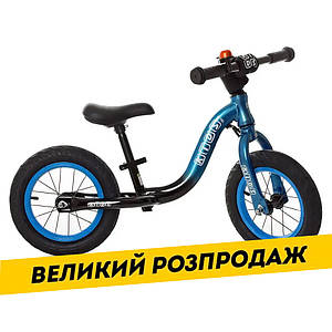 Дитячий беговел 12 дюймів PROFI KIDS W1203A-3 Синьо-чорний з надувними колесами та дзвінком