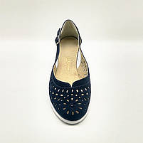 Балетки жіночі літні з синього нубука з перфорацією "Style Shoes", фото 4