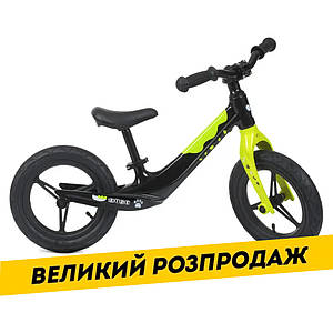Дитячий беговел 12 дюймів (сталь, надувні колеса) PROFI KIDS LMG1255-2 Чорно-салатовий