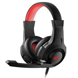 Навушники ігрові провідні з мікрофоном і підсвіткою HAVIT H2031d Чорно-червоний