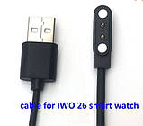 Магнітний USB кабель для Smart Watch L8/L9/L5/L11/iwo26(2 pin / 4 mm) 1A 60см чорний, фото 2