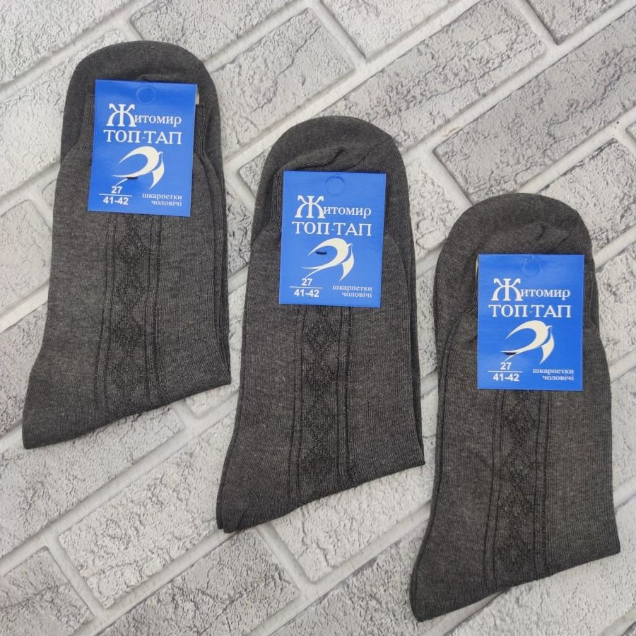 Шкарпетки чоловічі високі весна/осінь сірі р.27 (41-42) ТОП-ТАП 252539139, фото 1
