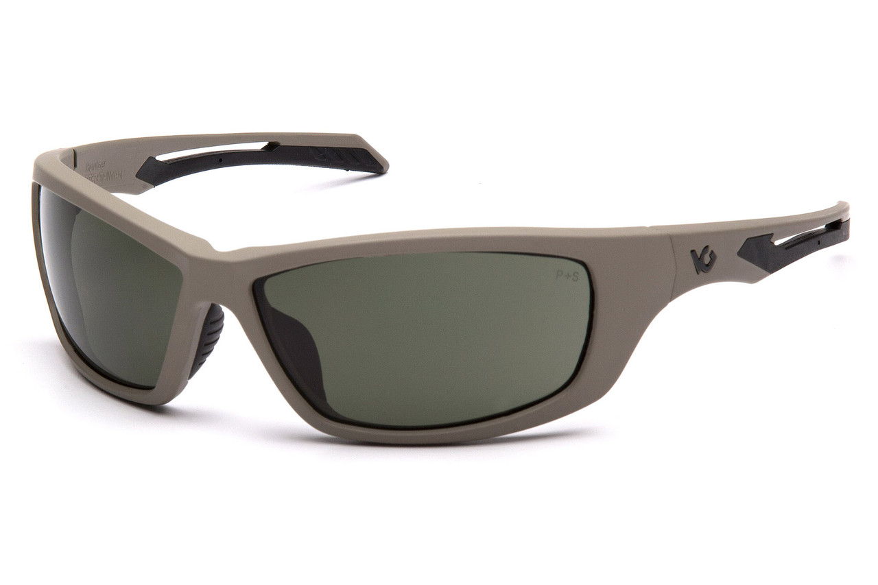 Окуляри захисні Venture Gear Tactical Howitzer Tan (forest gray) Anti-Fog, чорно-зелені в пісочній оправі, фото 1