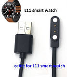 USB кабель Smart Watch L8 L9 L5 L11 iwo26 (2 pin/4 mm) 1A 60см чорний, фото 2