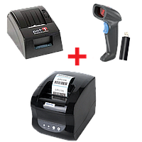 Акционный набор: Принтер чеков EET1 58 + Беспроводной сканер Syble-5055R + Принтер этикеток Xprinter XP-365b