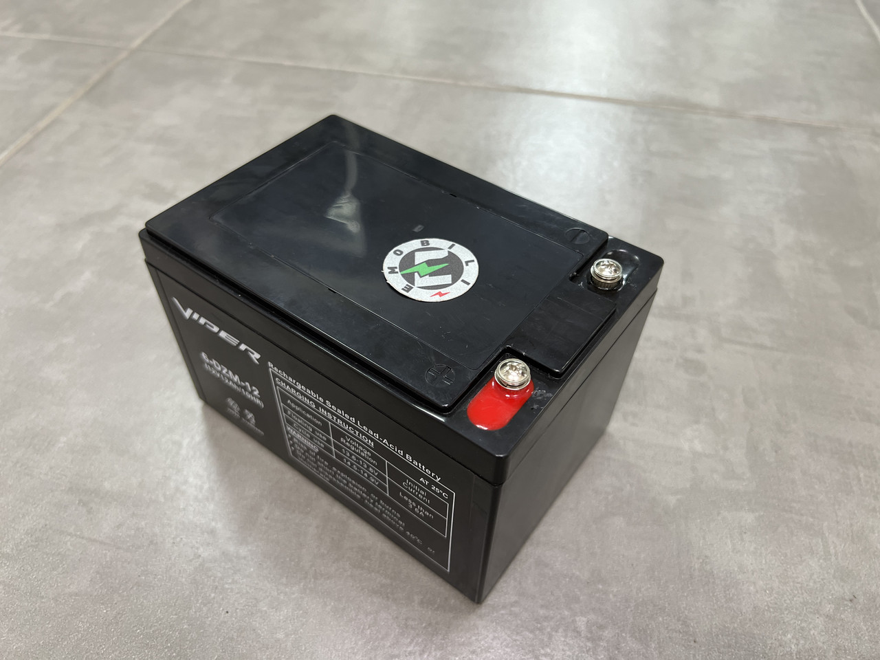 Акумулятор Viper original 12V 12Ah DZM, клемми під болтик, переходник у комплекті, фото 1