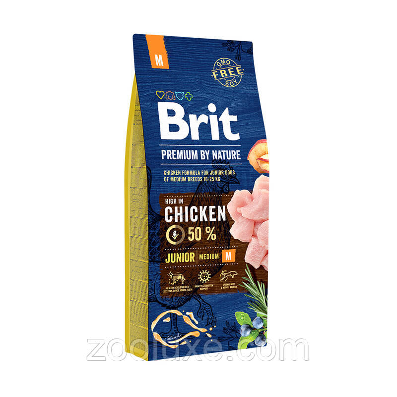 Brit Premium Junior M Chicken 15 кг / Брит Преміум Джуніор М Курка 15 кг — корм для собак