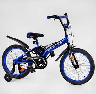 Дитячий велосипед Corso Jet Set JS-N1803 діаметр коліс 18", страхувальні колеса, ножне гальмо та дзвіночок