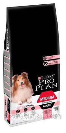 Сухий корм для собак серед. порід ProPlan Medium Sensitivе з лососем схильних до алергії 14кг, фото 1
