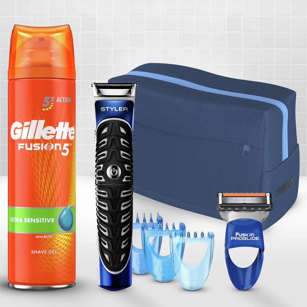 Подарунковий набір Gillette Styler: бритва + гель для гоління Fusion5 Ultra Sensitive, 200 мл 0224