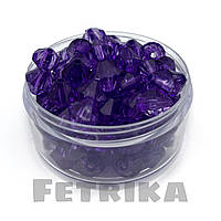 Намистини пластикові прозорі (гранений біконус), 13 мм, фіолетовий, 10 шт.