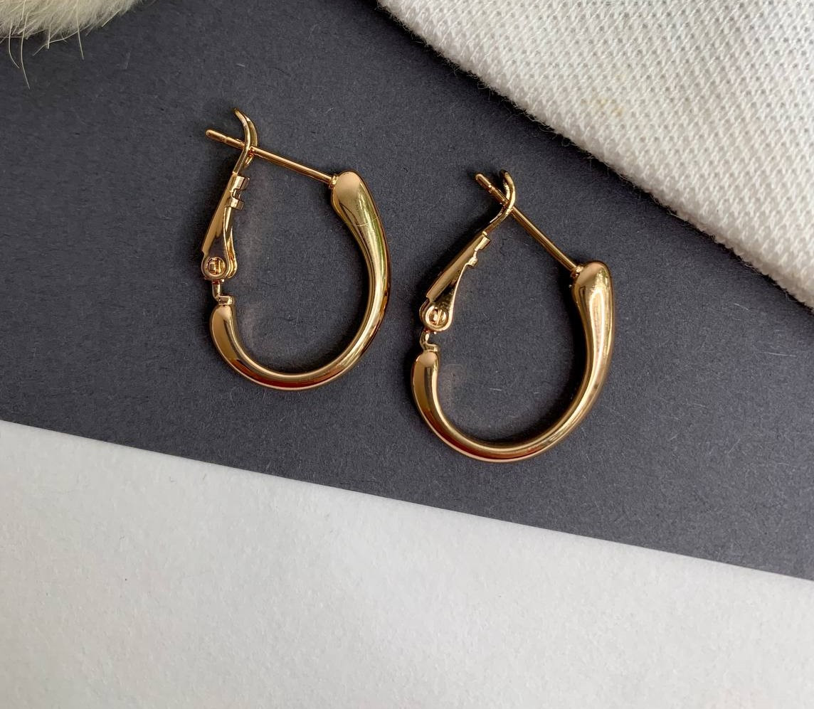 Сережки кільця 2см колір золото, жіночі круглі сережки медсплав, фото 1