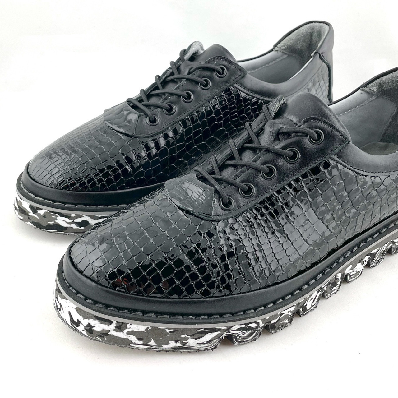 Туфли Mario Muzi лаковые на шнуровке большие размеры черные - фото 3 - id-p1639849035