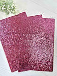 Еко шкіра крупний глітер 19*30 см темно-рожева, фото 2