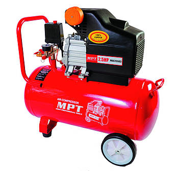 Компресор MPT PROFI 50 л 2000 Вт/2.5 к.с. 2850 об./хв 140 л/хв 8 атм 2 виходи мідна обмотка MAC25503