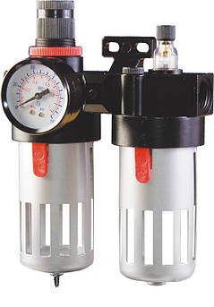 Блок підготовки повітря MASTERTOOL металевий 1/2" — повітряний фільтр/дідуктор/мазковий пристрій 81-8555