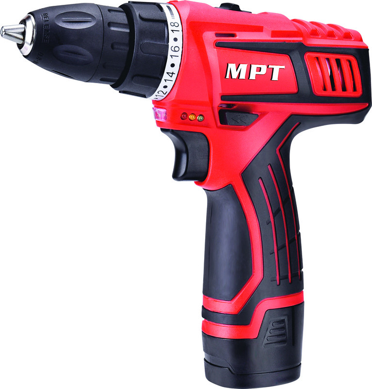 Дриль-шурупокрут акумуляторний MPT 12 V Li-ion 1.5 А·год 2 швидкості 0-400/1450 об./хв 10 мм 2 АКБ кейс