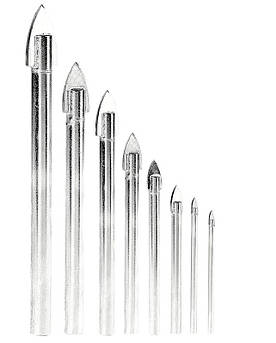 Набір свердел-піка для скла та плитки GRANITE 8 шт 4х60/5х65/2 шт 6х68/2 шт 8х70/10х85/12х90 мм 2-01-008