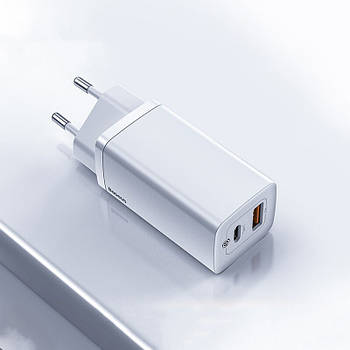 МЗП для швидкої зарядки BASEUS 65W GaN2 Lite Quick Charger Type-C+USB (білий)