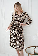 Сукня міді на запах принт леопард "Savanna"| Розпродаж моделі